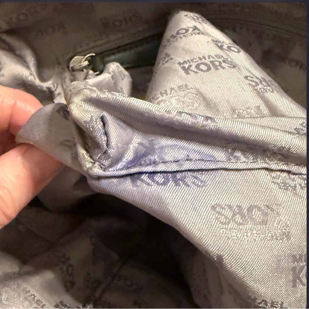 Michael Kors Gray Leather Satchel Bag With MK Charm that Nearly Ended Me … - Picture 9 of 11